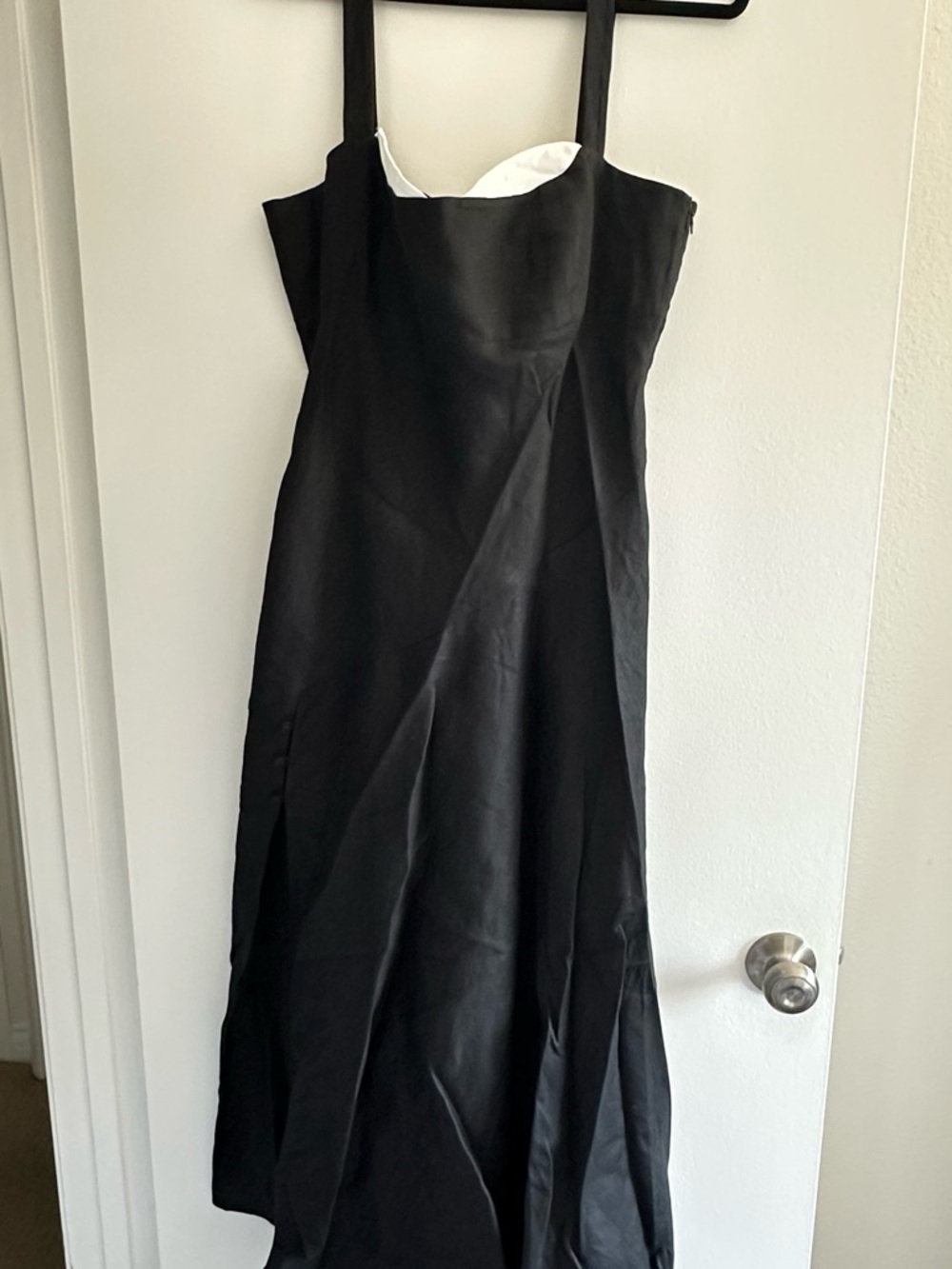 Reformation Black Sleeveless Midi Dress with Square Neckline